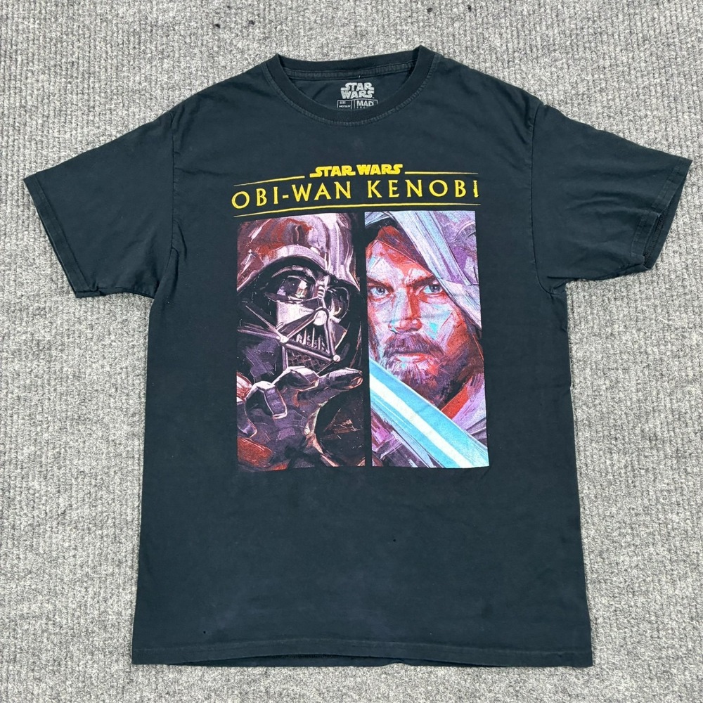 Star Wars Obi-Wan Kenobi Darth Vader Graphic T Shirt Mens M Black MAD Engine